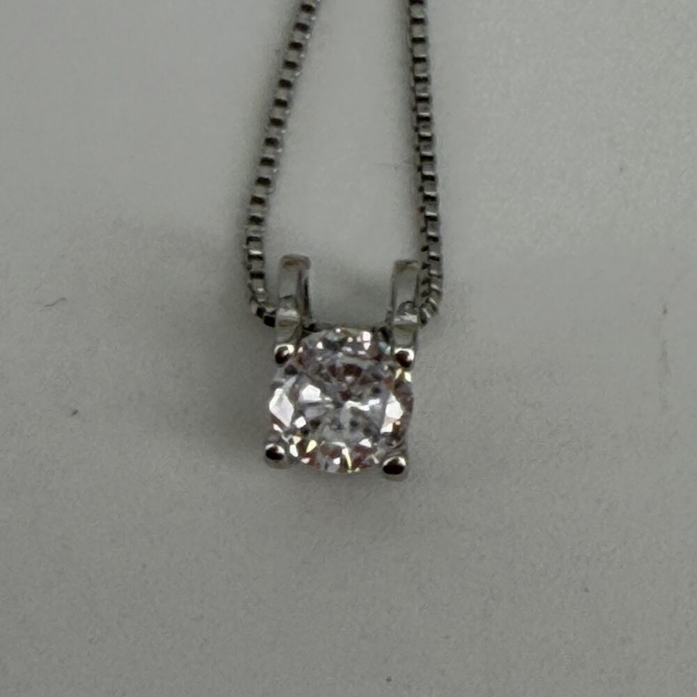 Sterling Silver 925 CZ Solitaire Pendant Necklace Box Chain Gift New